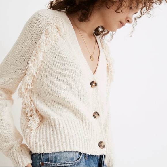 Madewell Women's Cream Button-Up Sweater - Picture 2 of 5